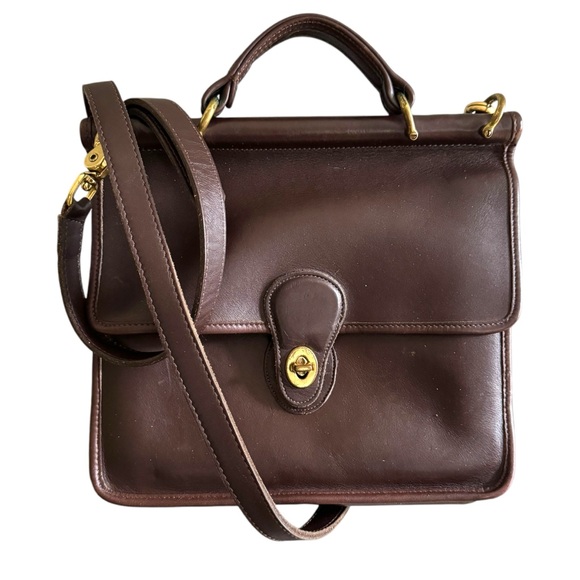 Coach Handbags - Vintage Coach Willis 9927 Dk Brown Bag Leather Crossbody Top Handle Convertible